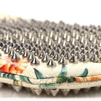 Calfskin Studded Floral Mosaic Loubiclutch Crossbody Clutch White Multicolor