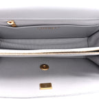 Caflskin Quilted Dual Handle Chain Flap Bag Grey