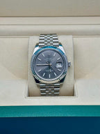 Rolex Steel and White Gold Rolesor Datejust 41  - Dark Rhodium Index Dial - Jubilee Bracelet - 126334 dkrij