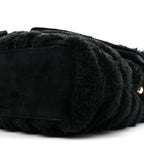 Shearling Y Quilted Monogram Medium Loulou Chain Satchel Black