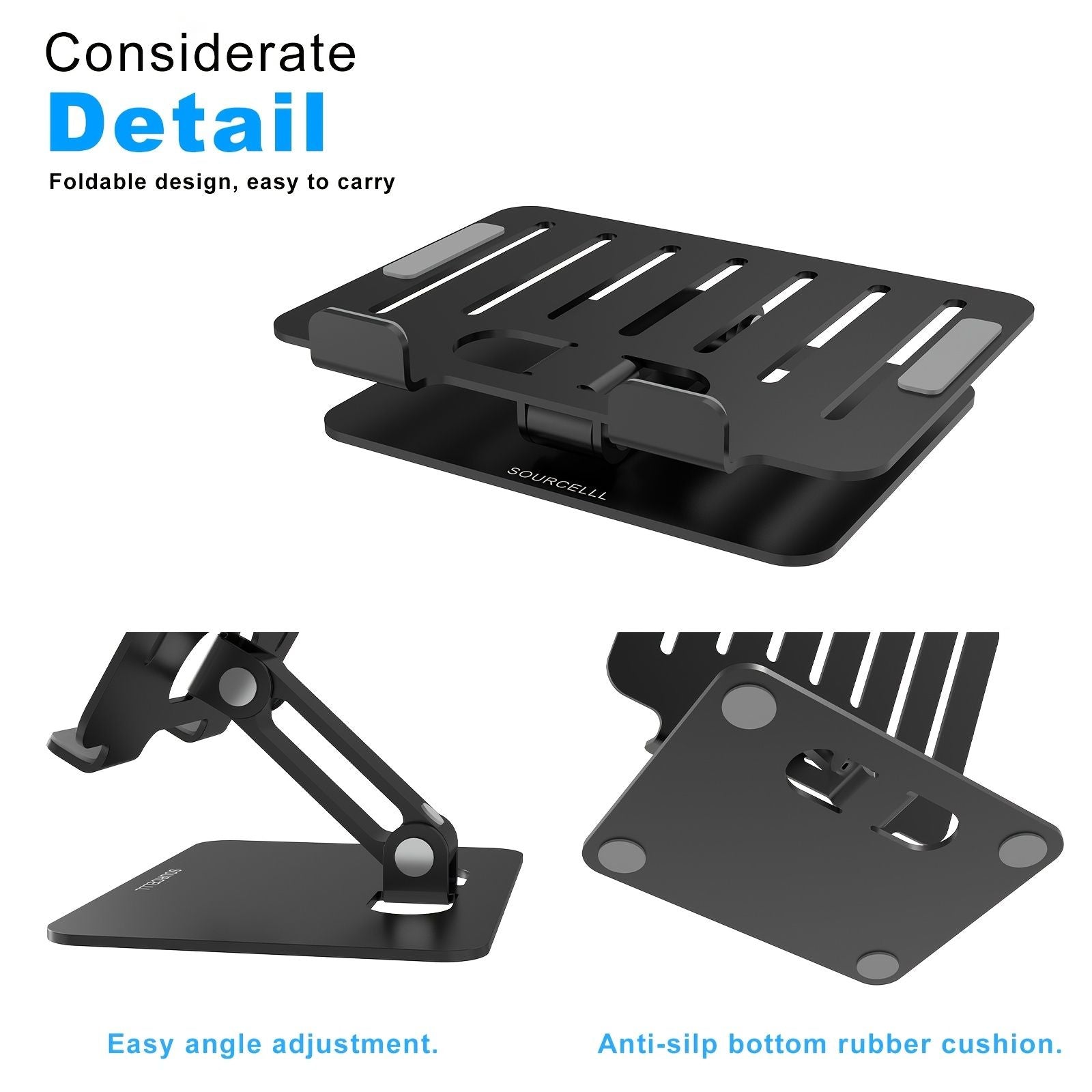 Aluminum Tablet Holder Foldable Dock Cradle Multi-Angle Adjustable Desktop Tablet For; iPad; Tablet; Samsung Galaxy; Kindle; Phone