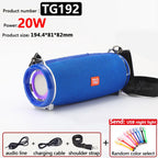 20W High PowerBluetooth Speaker Waterproof Portable Column For PC Computer Speakers Subwoofer Boom Box Music Center FM TF -20W TG192 Blue