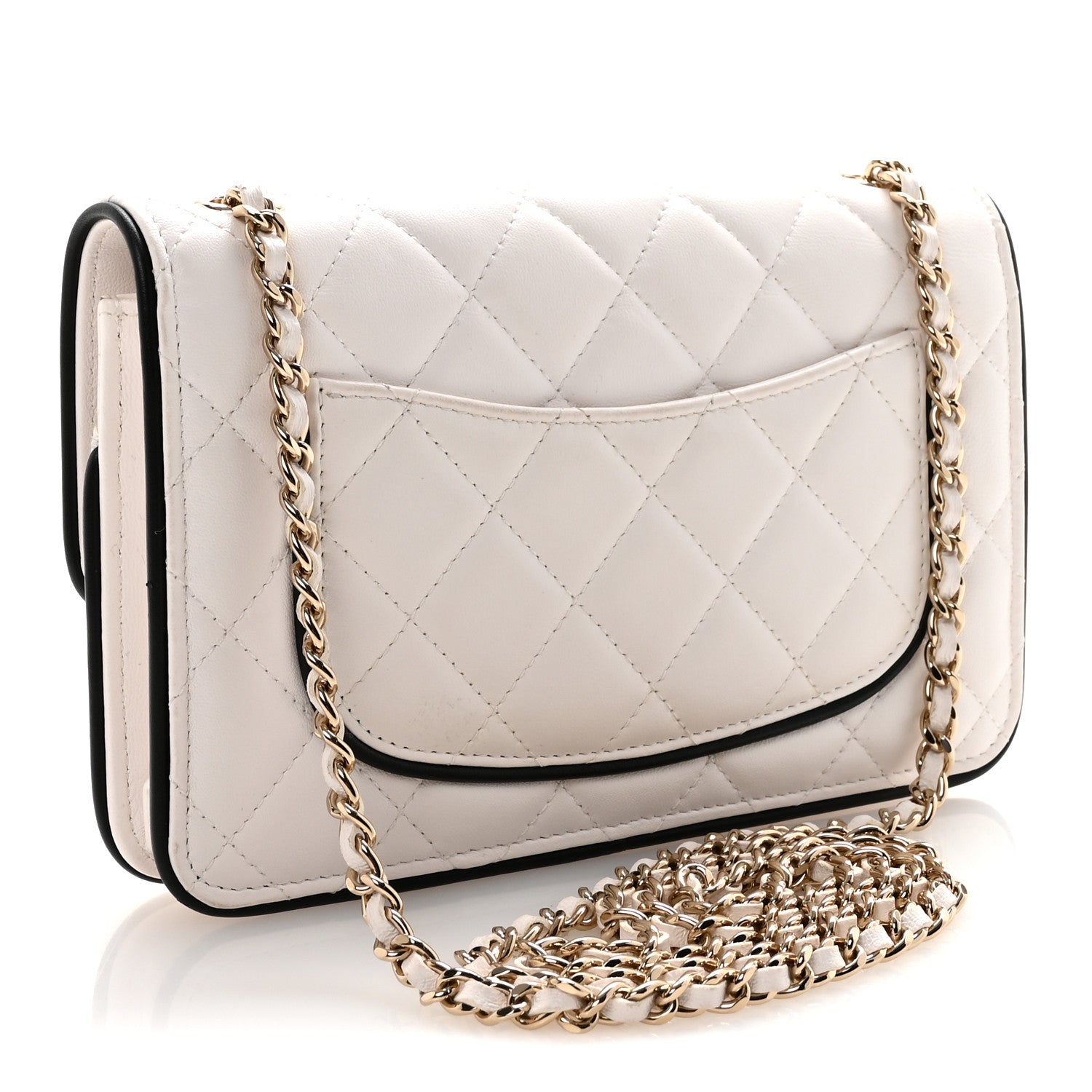 Lambskin Quilted Resin CC Mini Flap Bag White Black