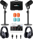 Movo PodPro-TH Portable Podcasting Bundle for 2 for Smartphones and Computers