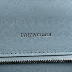 Shiny Calfskin Crocodile Embossed Small Hourglass Top Handle Bag Blue Grey