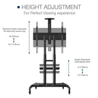 Mobile TV Stand Rolling TV Cart with Locking Wheels for 55-85 Inch  TV Stand with Laptop Shelf