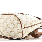Triomphe Canvas Calfskin Mini Folco Backpack White