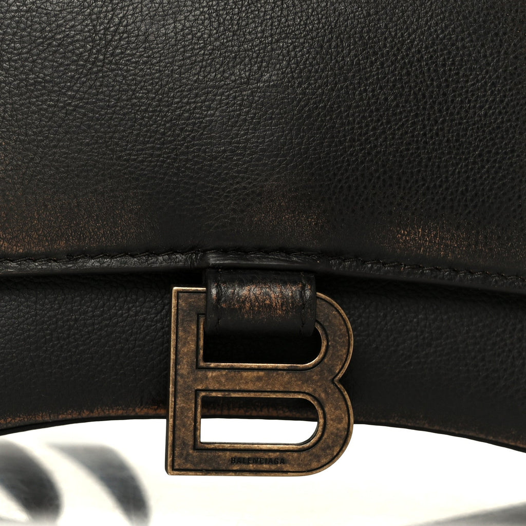Used Calfskin Small Hourglass Top Handle Bag Brown