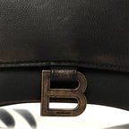 Used Calfskin Small Hourglass Top Handle Bag Brown