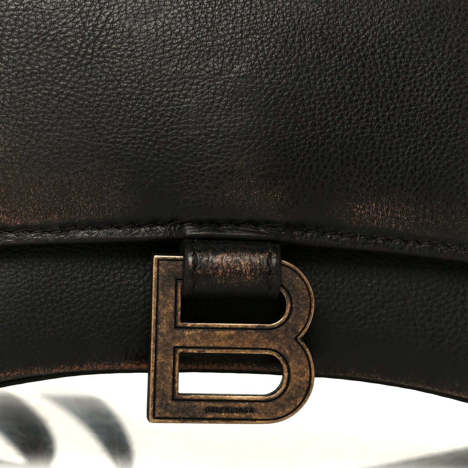 Used Calfskin Small Hourglass Top Handle Bag Brown