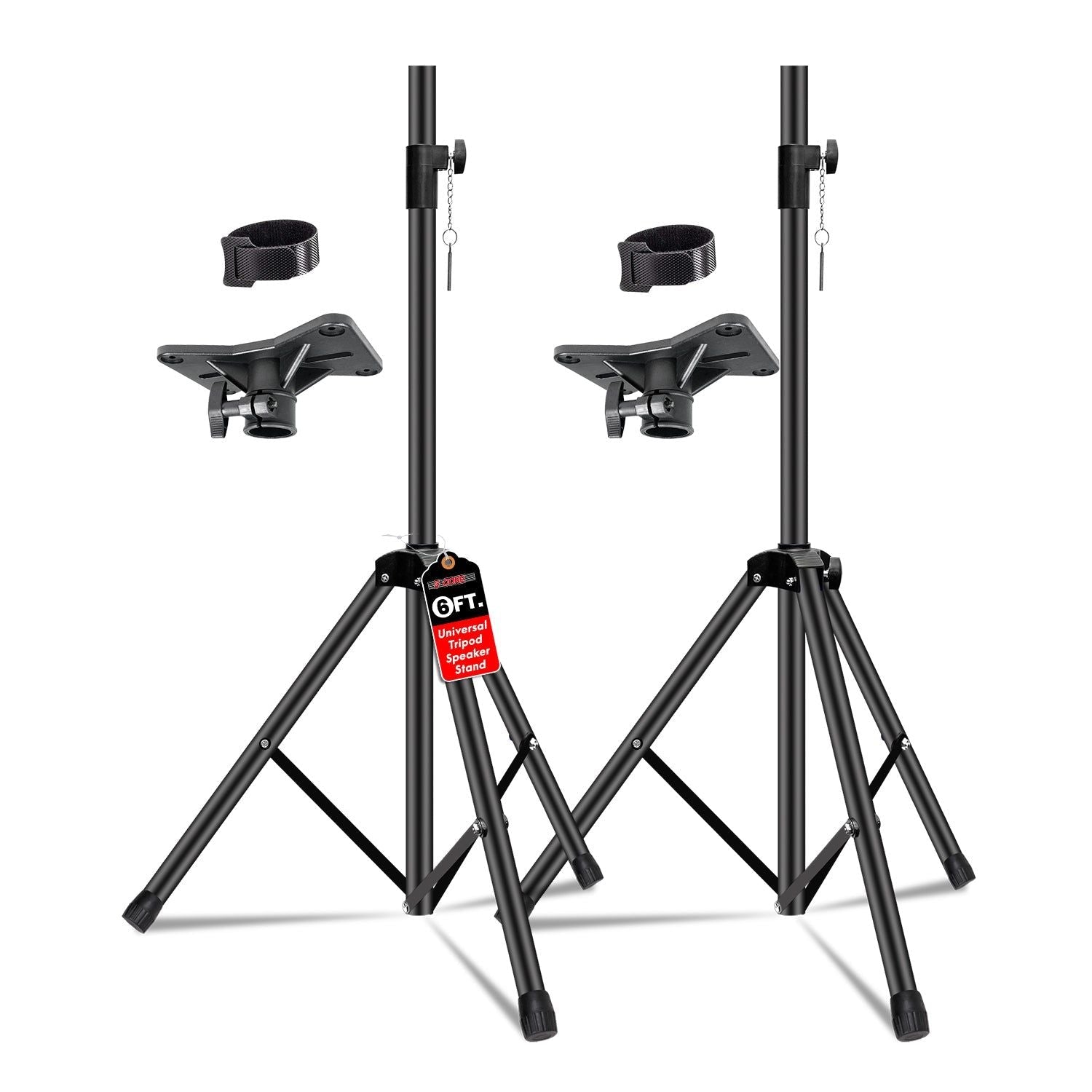 Speaker Stand Pair Height Adjustable Universal PA DJ Tripod Studio Monitor Stands Heavy Duty w 35mm Compatible Insert for Home On Stage In Studio Use Black - SS HD 2PK BLK WOB