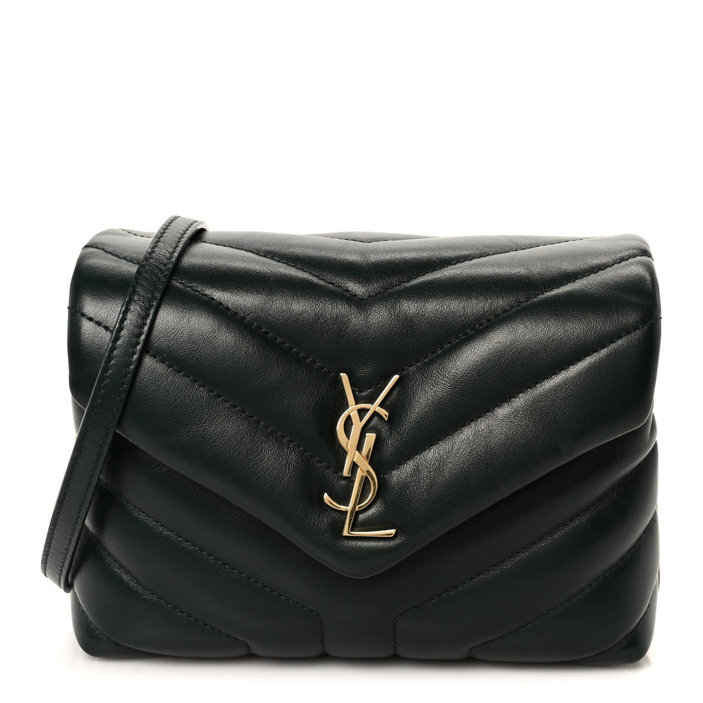 Calfskin Y Quilted Monogram Toy Loulou Crossbody Bag Deep Green