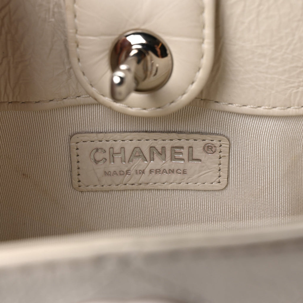 Crumpled Calfskin Bucket Bag White