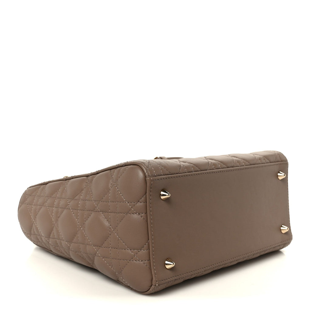 Lambskin Cannage Medium Lady Dior Warm Taupe