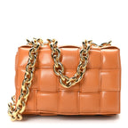 Lambskin Maxi Intreccio Padded Chain Cassette Crossbody Bag Clay