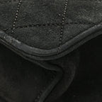 Suede Quilted Medium Single Flap Black