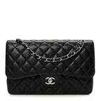 Caviar Quilted Jumbo Double Flap Black
