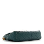 Calfskin Quilted East West Flap Dark Blue