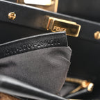 Shearling Nappa Macro FF 1974 Mini Peekaboo Iconic Satchel Tobacco Black