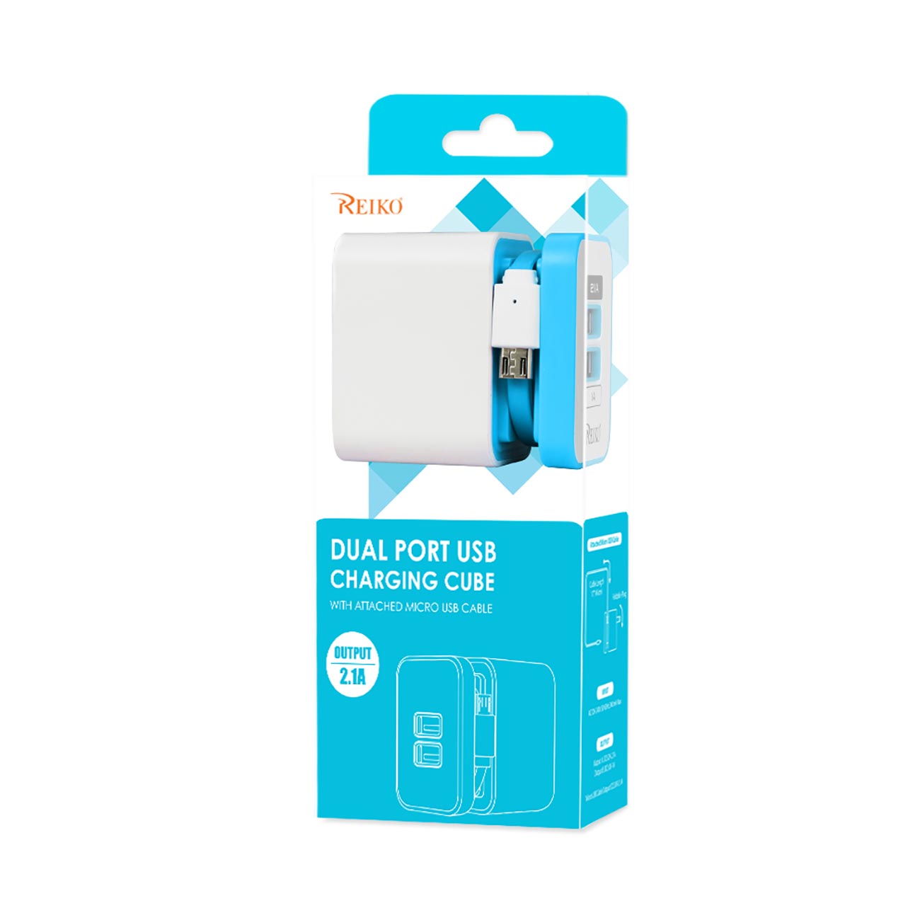 Reiko 2 Amp Dual Port Portable Travel Adapter Charger In Blue