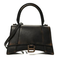 Used Calfskin Small Hourglass Top Handle Bag Brown