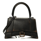 Used Calfskin Small Hourglass Top Handle Bag Brown
