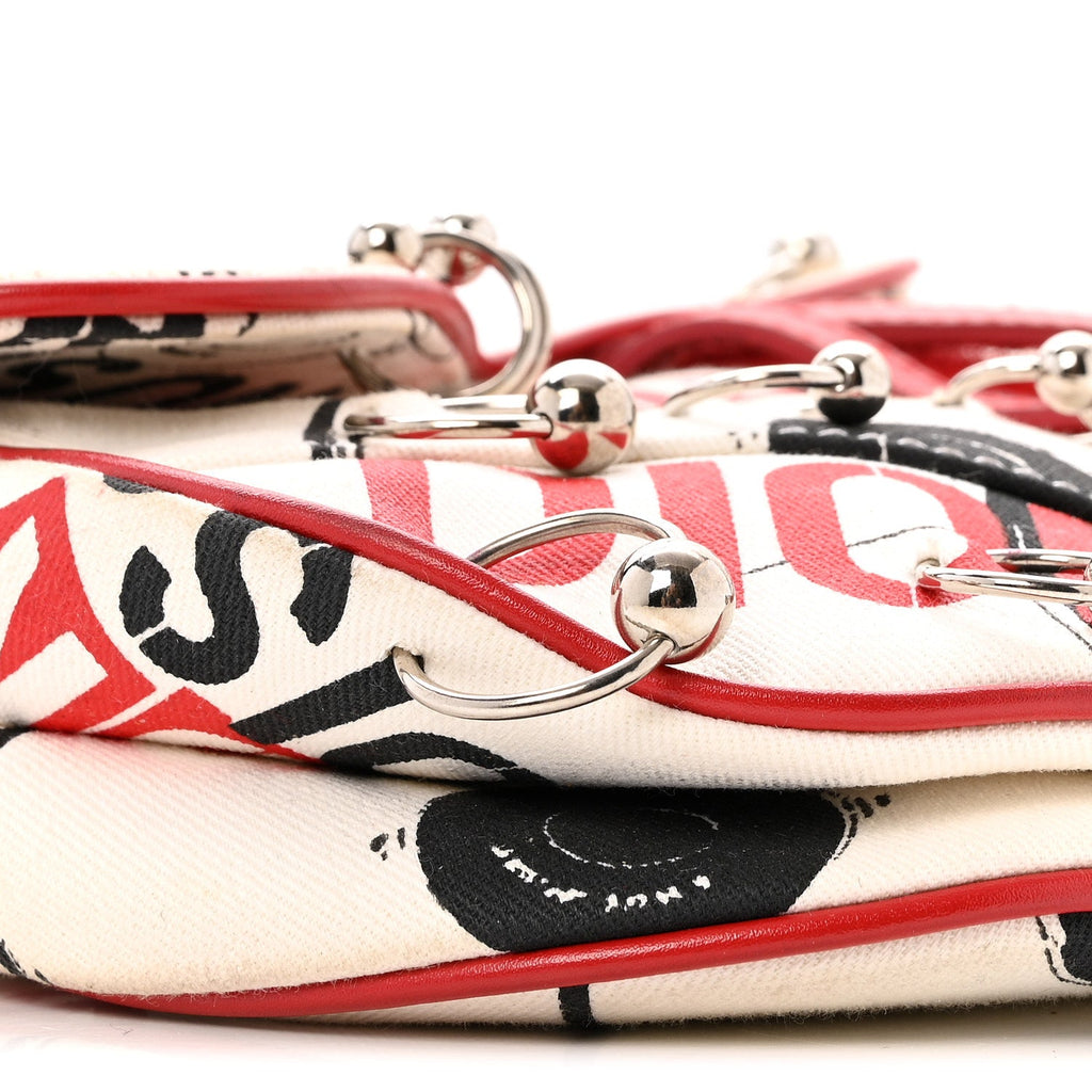 Canvas Hardcore Pierced Saddle Bag White Red Black