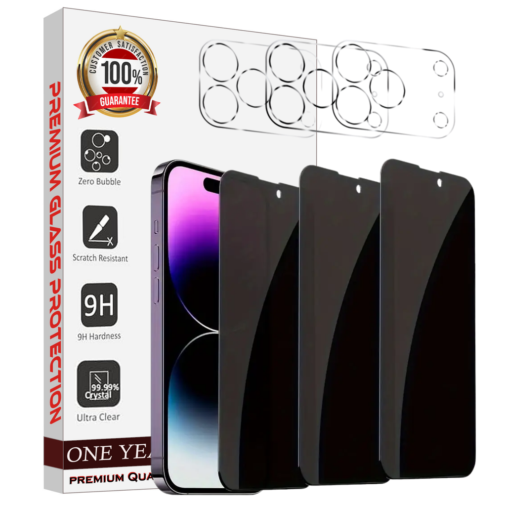 Entronix Anti-Spy Privacy Screen Protector & Camera Lens Protector Compatible with iPhone 17 Pro - 6-Piece Combo