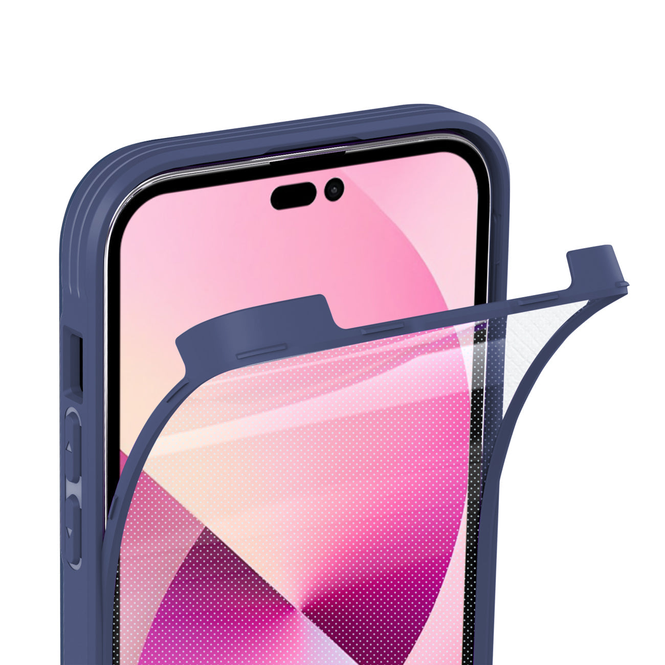Full Protection With Mobile Phone Protective Film Slide Camera Lens Phone Case For Iphone 14 Pro In Navy