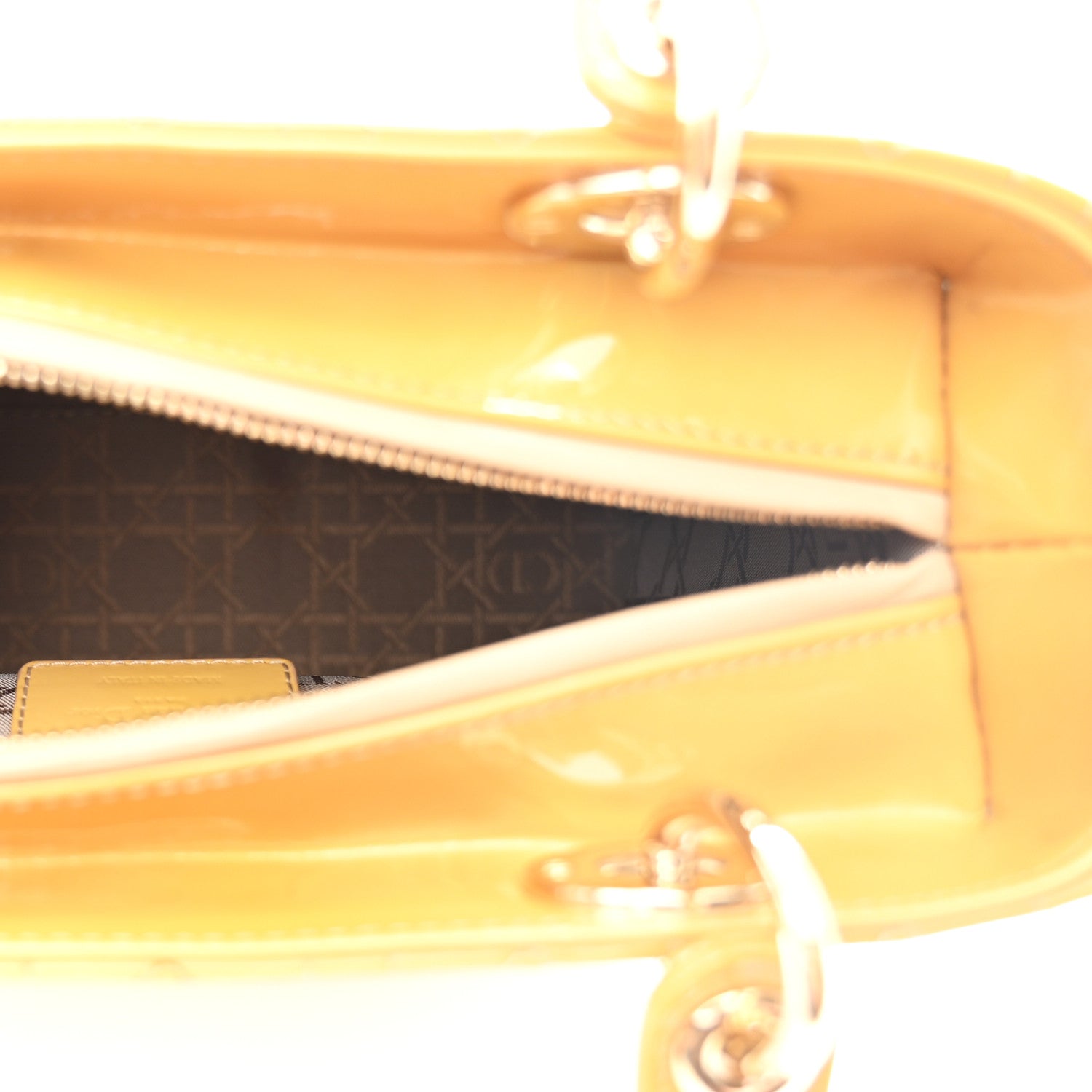 Patent Cannage Medium Lady Dior Dark Beige