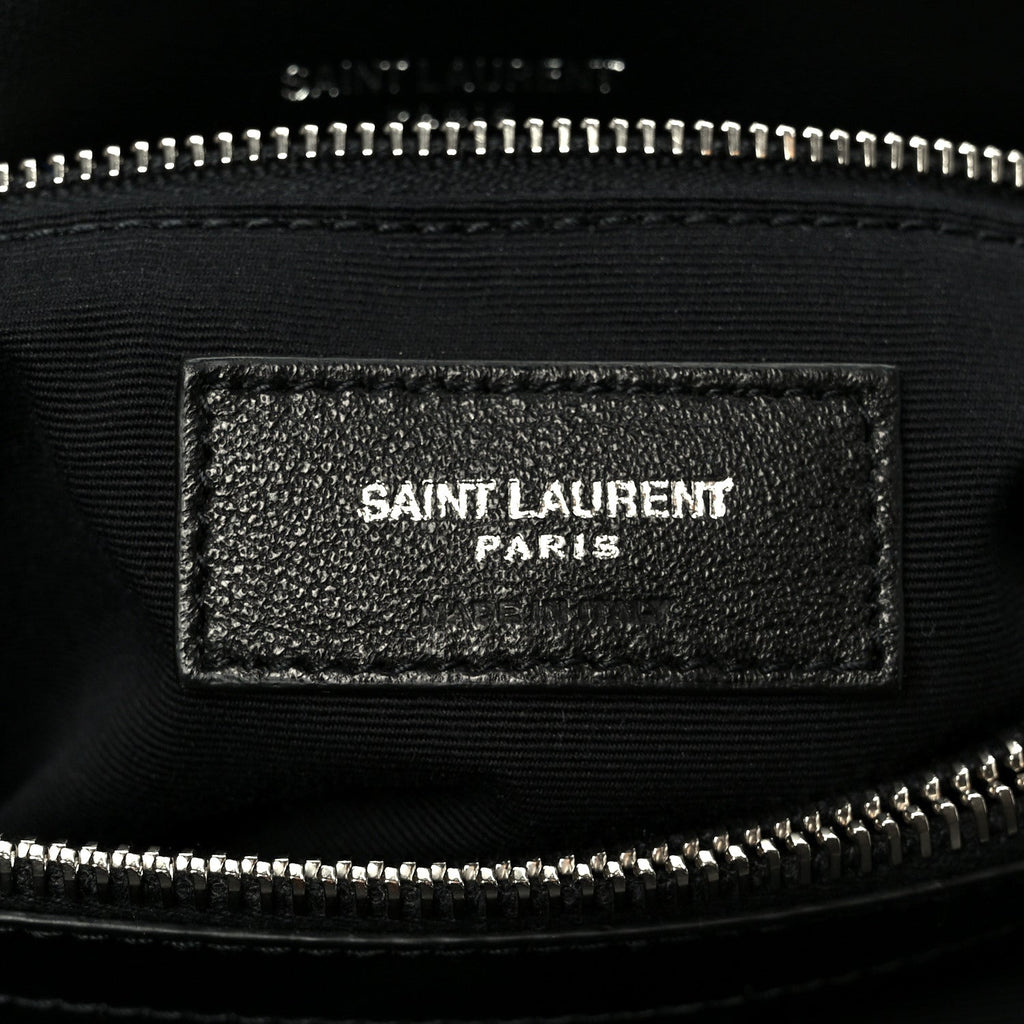 Calfskin Y Quilted Monogram Medium Loulou Chain Satchel Black