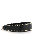 Grained Calfskin Rockstud Saddle Bag Black