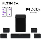 500W 7.1 Channel Dolby Atmos Soundbar Home Theater System with Wireless Subwoofer and Four Surround Speakers, App-Controlled - D80 Boom