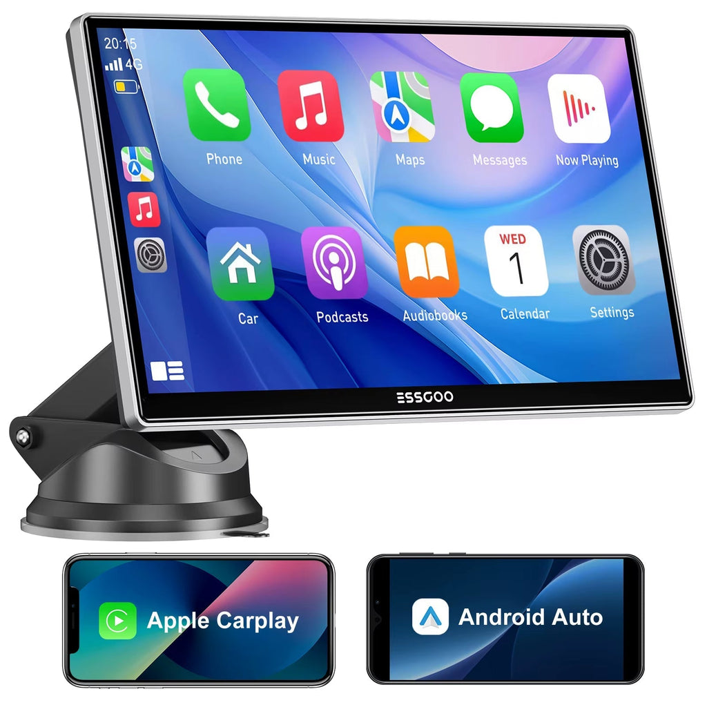 9-Inch Touchscreen Portable Car Stereo with Wireless Apple CarPlay, Android Auto, USB, TF, Bluetooth, and Mirror Link Functionality
