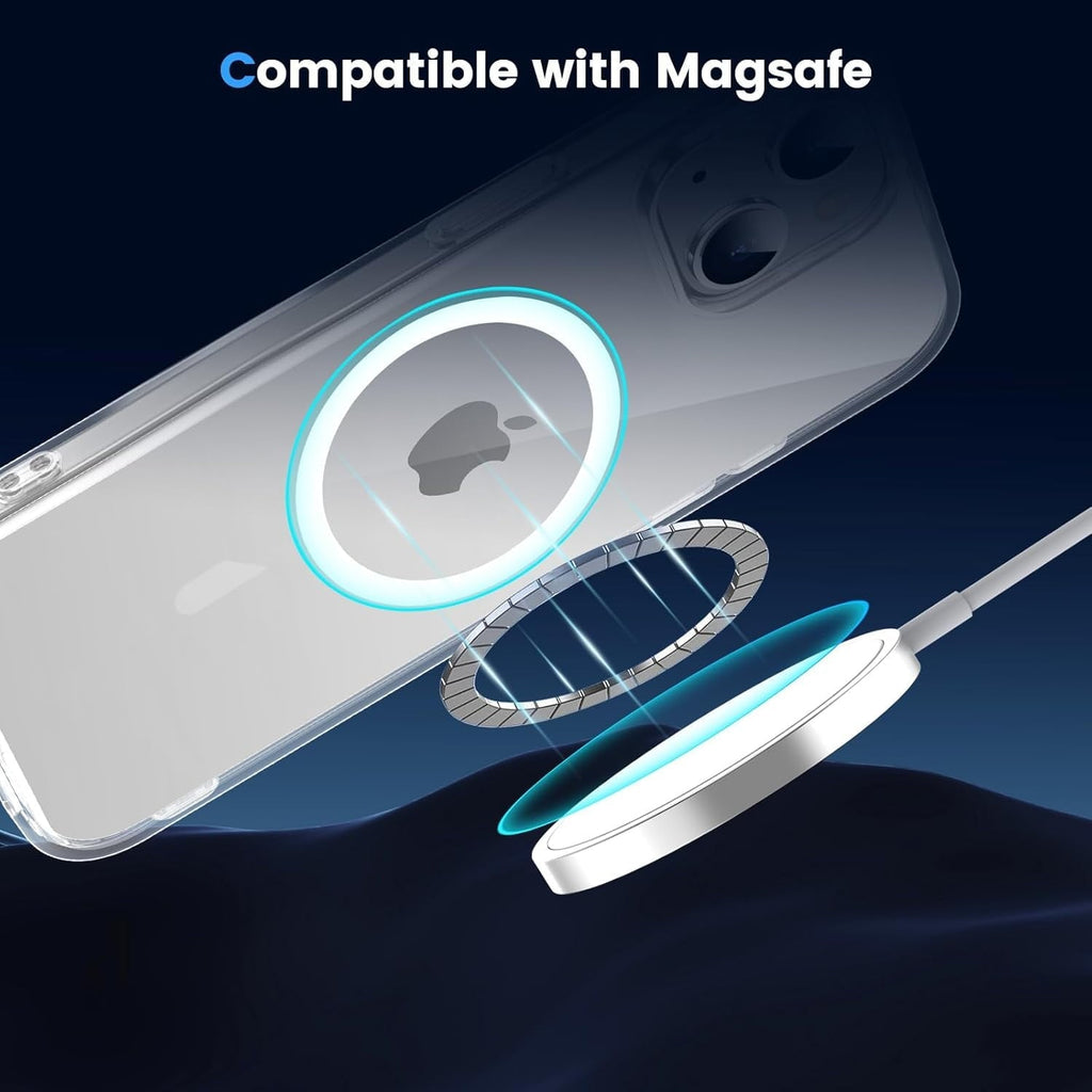 Entronix [Magnetic] Case Compatible with iPhone 14 - [Hard Back] Slim Clear