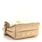 Metallic Lambskin Quilted Mini Bowling Bag Gold