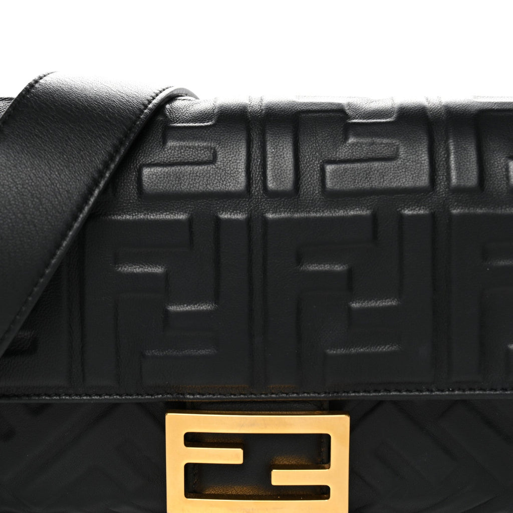 Nappa FF 1974 Embossed Baguette Black