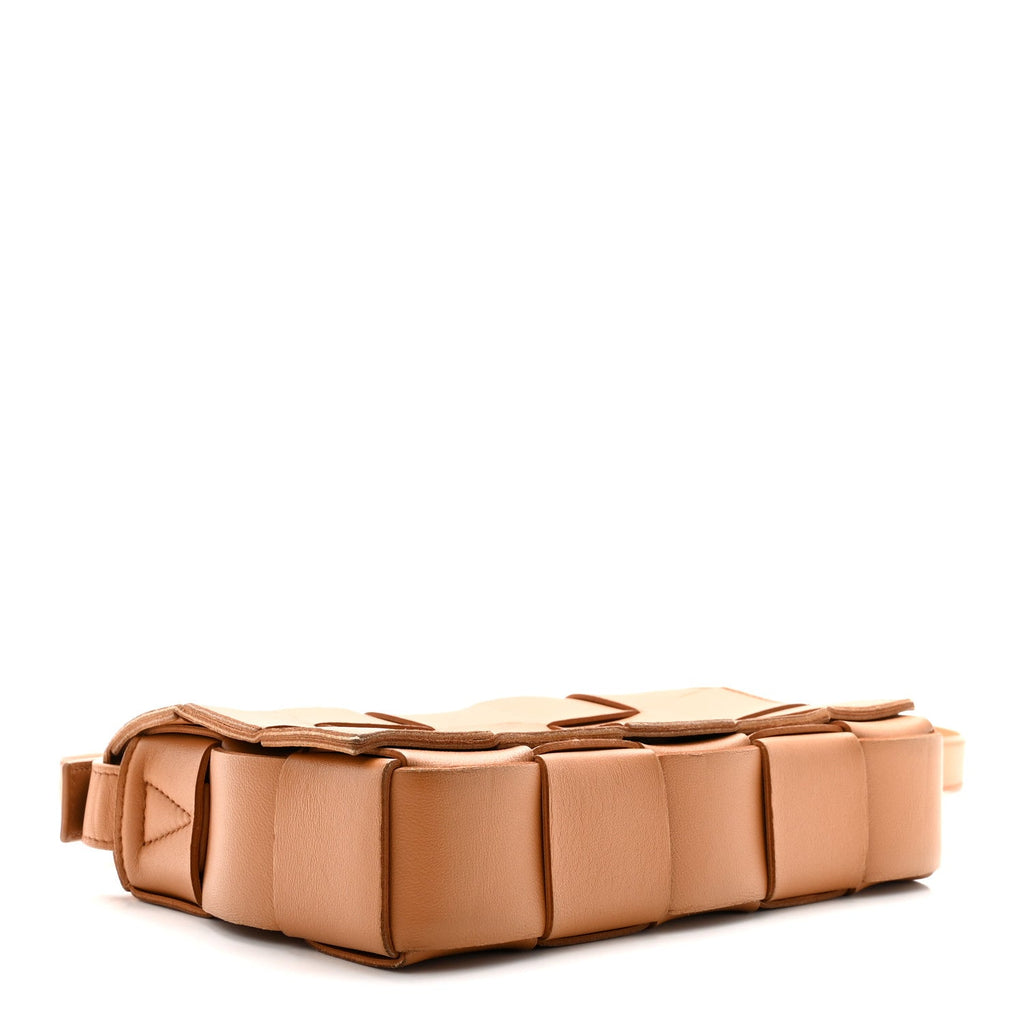 Lambskin Maxi Intrecciato Cassette Crossbody Bag Caramel