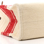 Plein Soleil Textile Calfskin Horizontal Cabas Cream Red
