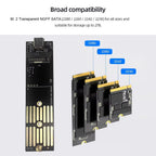 M.2 NGFF SATA Type C USB 3.1 External SSD Enclosure - 10Gbps Transparent Case for 2230/2242/2260/2280 Drives