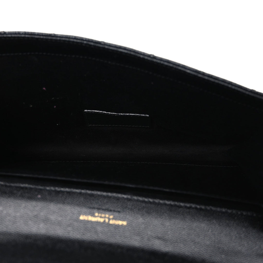 Grain De Poudre Textured Mixed Matelasse Triquilt Monogram Clutch Black
