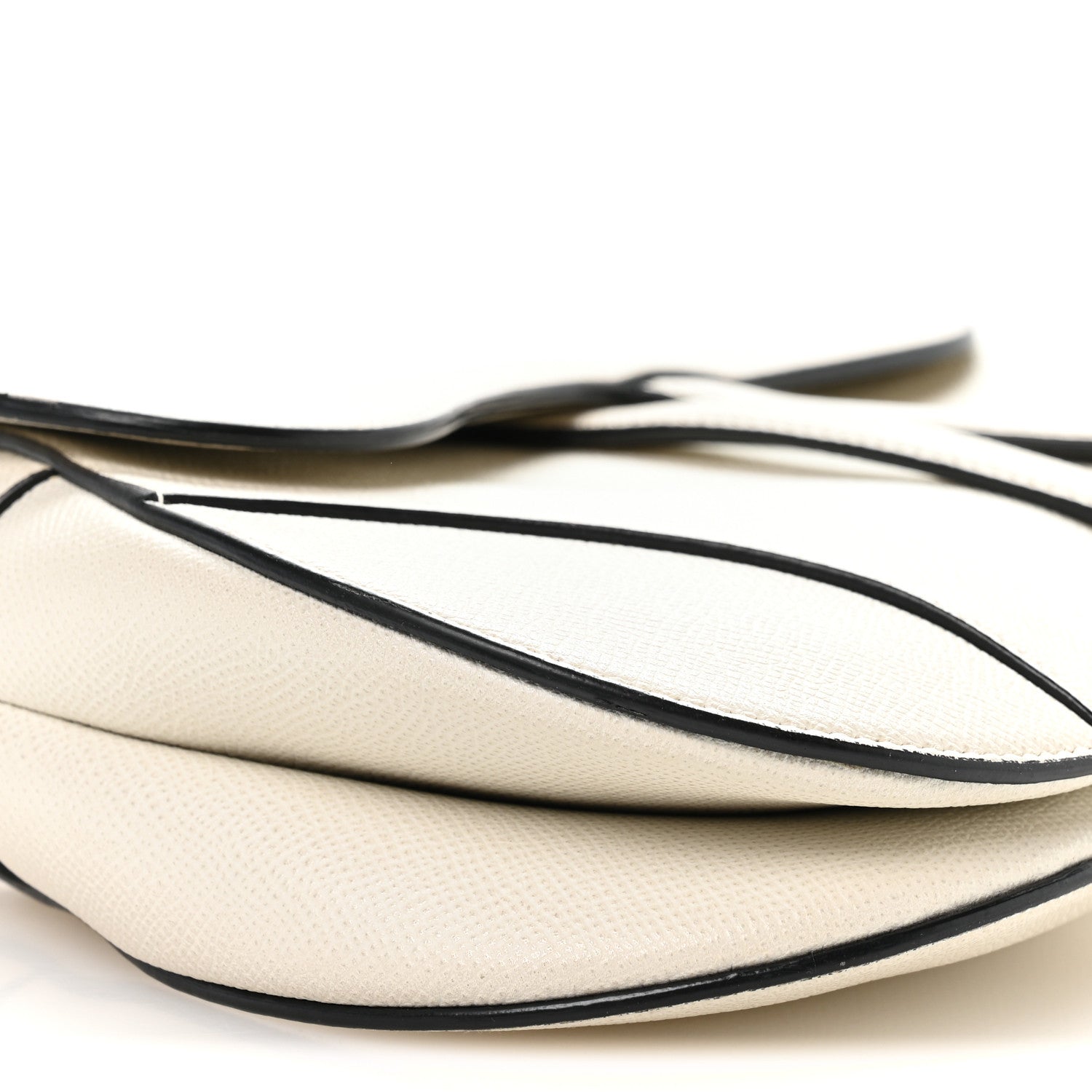 Grained Calfskin Saddle Bag White