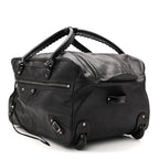 Agneau Silver Hardware Duffle Carry On Travel Bag Black
