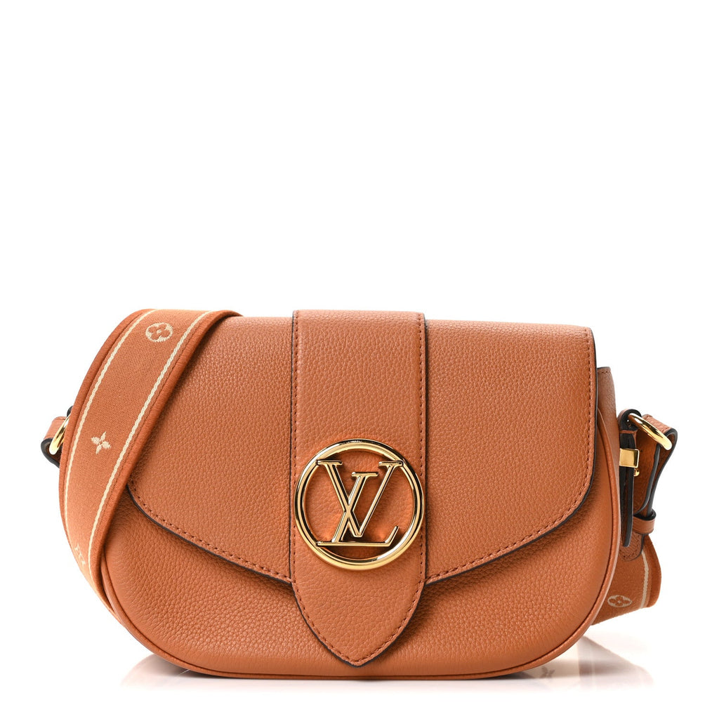 Grained Calfskin LV Pont 9 Soft MM Golden Siena