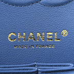 Caviar Quilted Small Double Flap Blue