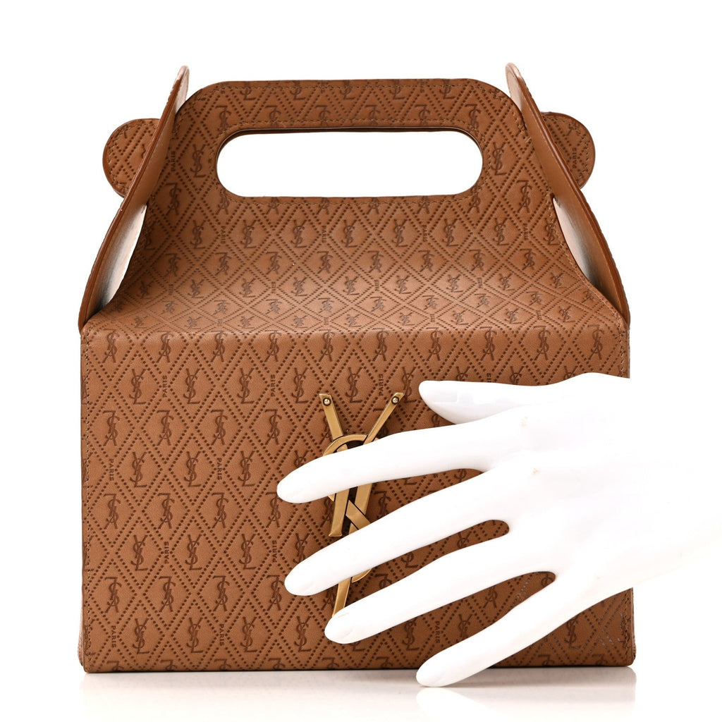 Calfskin Monogram Take Away Box Dusty Vintage Brown Gold