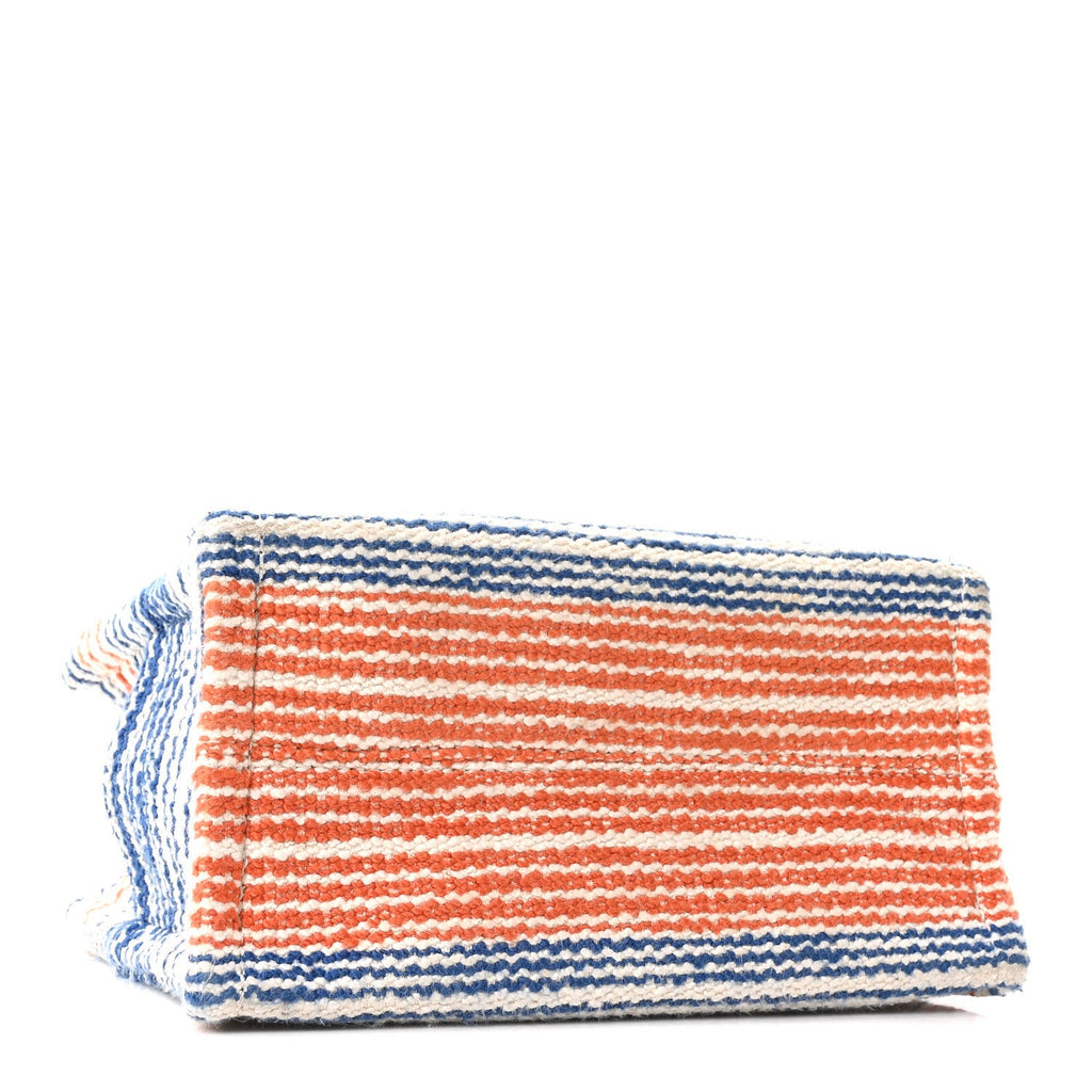 Canvas Calfskin Striped Triomphe Small Cabas Thais Multicolor