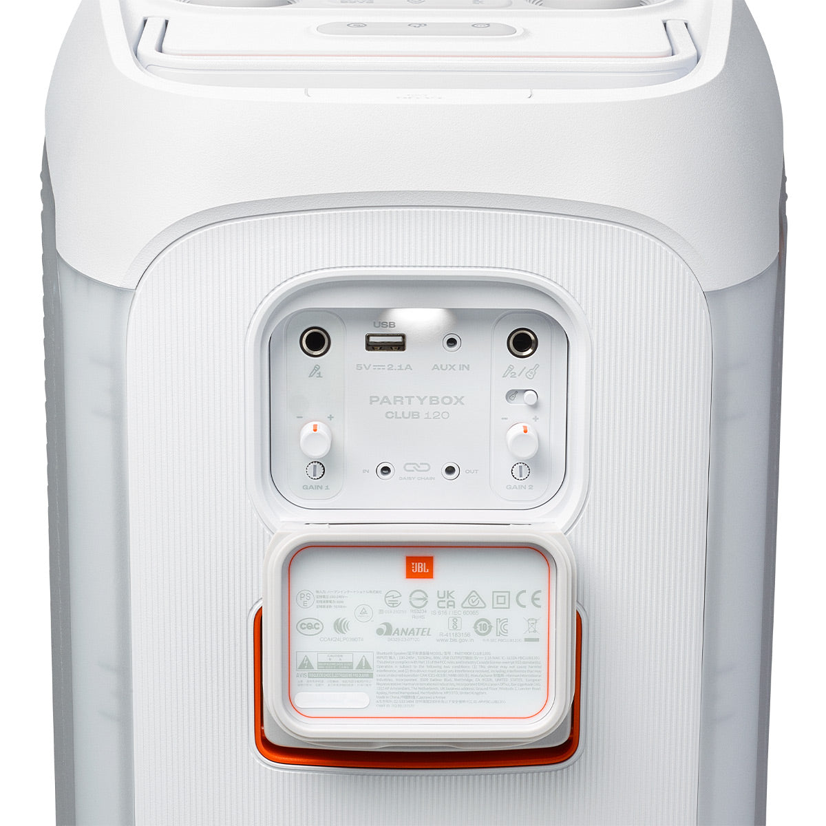 JBL PartyBox Club 120 Portable Party Speaker Bundle with Wireless Microphone System (White)