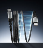 KUXIU 240W 4.92/1.5m Magnetic Auto-Coiling Cable - Gray