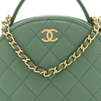 Lambskin Quilted Chic Riviera Top Handle Vanity Case Green